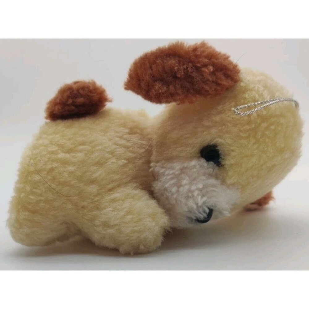 Vintage Acme Mini 4" Laying Yellow Puppy Dog Plush Hanging Ornament